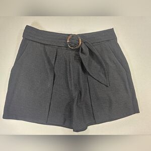 CeCe Womens Shorts Size 8 Black O-Ring Belted Shorts Zip‎ Up Back Stylish Classy